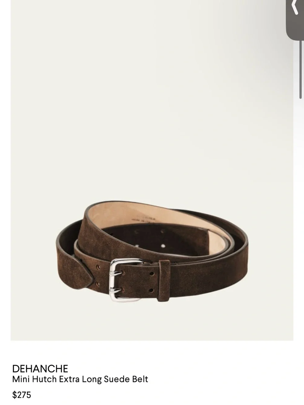 Dehanche mini hutch x-long suede chocolate silver belt Small